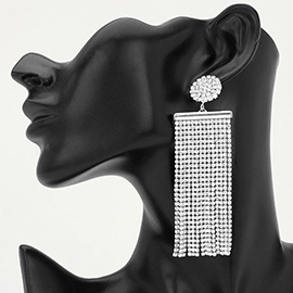 Rhinestone Fringe Drop Statement Evening Earrings