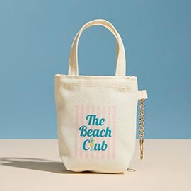 THE BEACH CLUB Message Print Keychain Mini Tote Bag