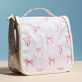 Bow Pattern Print Multi Purpose Travel Organizer Bag