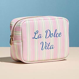LA DOLCE VITA Striped Print Portable Cosmetic Pouch Bag