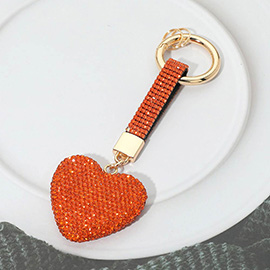 Bling Studded Heart Keychain Bag Charm