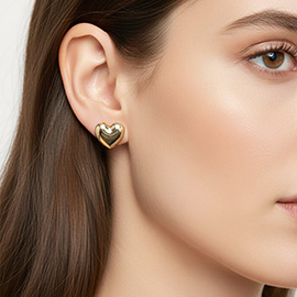 Gold Dipped Two Tone Heart Clip Earrings