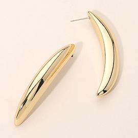 Gold Dipped Curved Minimalist Bar Statement Earrings