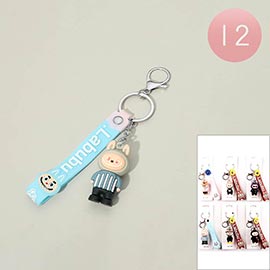 12PCS - Monster Bunny Figure Strap Keychains