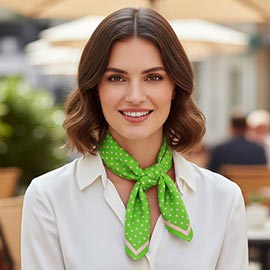 Polka Dot Pattern Printed Square Silky Satin Bandana Scarf