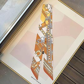 Chain and Harness Print Silky Twilly Skinny Scarf