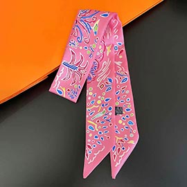 Abstract Pattern Print Silky Twilly Skinny Scarf