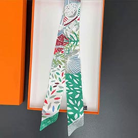 Abstract Print Silky Twilly Skinny Scarf