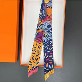 Abstract Print Silky Twilly Skinny Scarf