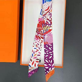 Abstract Print Silky Twilly Skinny Scarf