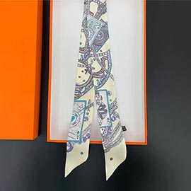 Abstract Playing Card Print Silky Twilly Skinny Scarf