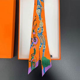 Equestrian Print Silky Feel Twilly Scarf