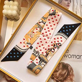 Equestrian Saddle Print Silk Feel Twilly Scarf