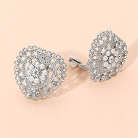 Rhinestone Pearl Embellished Heart Clip On Earrings