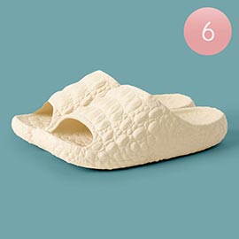 6Pairs - Womens Solid Crocodile Slide Slippers