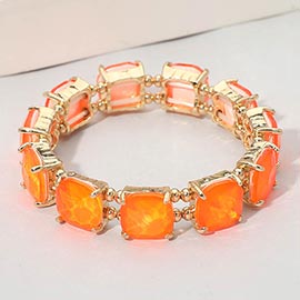 Cushion Square Stone Stretch Evening Bracelet