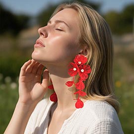 Bold Cutout Floral Cascade Statement Drop Earrings