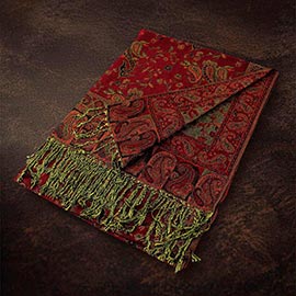Paisley Pattern Fringe Pashmina Reversible Scarf Shawl