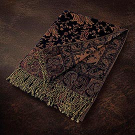 Paisley Pattern Fringe Pashmina Reversible Scarf Shawl