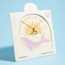 Gold Dipped Whale Tale Pendant Necklace