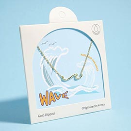 Gold Dipped Minimal Wave Pendant Necklace