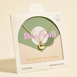 Gold Dipped Baseball Pendant Necklace