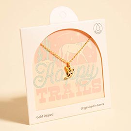 Gold Dipped Western Cowboy Boot Pendant Necklace