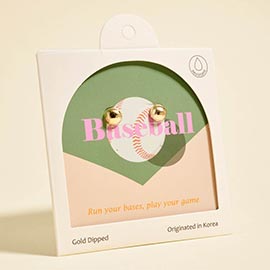 Gold Dipped Baseball Mini Stud Earrings