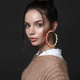 Oversized Glass Stone Evening Hoop Earrings