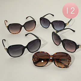 12Pairs - Classic Oval Fashion Sunglasses