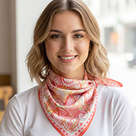 Heart Pattern Square Bandana Scarf