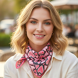 Playful Heart Pattern Square Bandana Scarf
