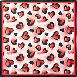 Watercolor Heart Pattern Square Bandana Scarf