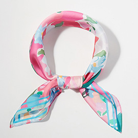 Abstract Garden Print Square Bandana Scarf