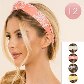 12PCS - Embroidered Knot Headbands