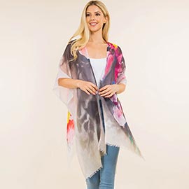 Ombre Open Front Kimono Poncho Wrap