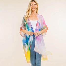 Ombre Open Front Kimono Poncho Wrap