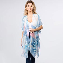 Abstract Pattern Sheer Kimono Wrap Poncho